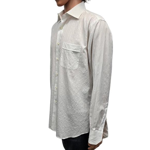 Tommy Bahama Dress Shirt Men 15.5 / 34-35 White Striped Long Sleeve - Picture 7 of 14